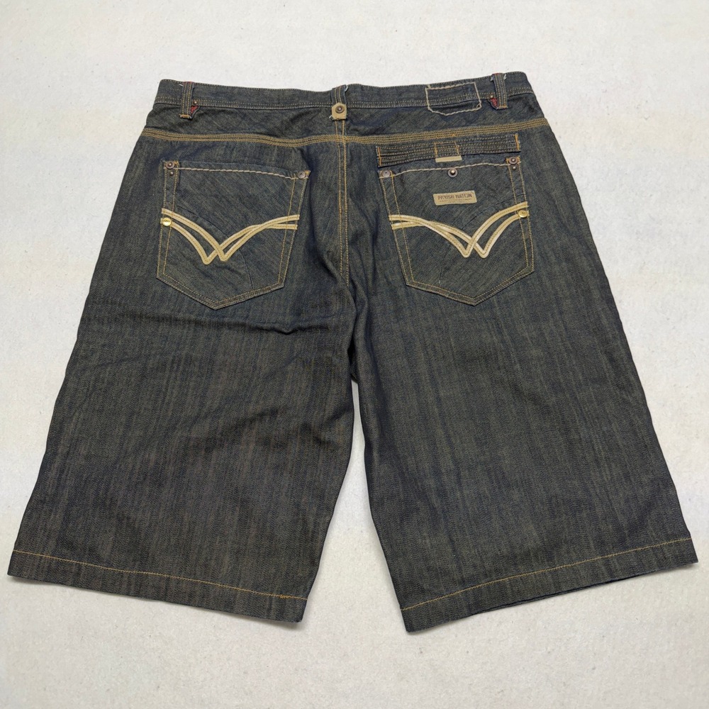 Y2K Parish Nation Denim Shorts Baggy Hip Hop Raw Indigo‎ Blue Mens 42